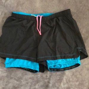 Saucony Running Black Spandex Mesh Teal Shorts XS